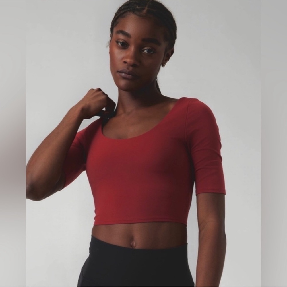 NEW Athleta Exhilarate Crop A-C Maroon Crop Top 984029 Size XL NWT